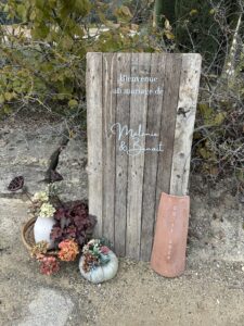 Panneau accueil en bois location